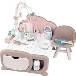 Smoby BABY NURSE NURSERY 17 piece Playset - Complete space for the child to care of their baby includes Electronic baby phone with lullabies - Perfect