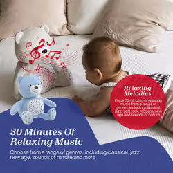 Chicco First Dreams Teddy Bear with Night Light, Blue | Projects Stars, Lighting Effects, Relaxing Music, Calming for Baby