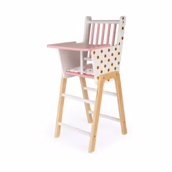 Janod - Candy Chic - Wooden High Chair for Dolls up to 42 cm - Dolls accessories - Suitable for ages 3 and up - J05888