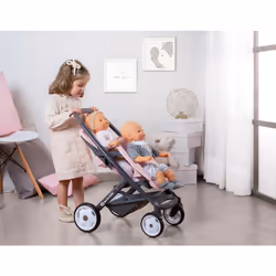 Quinny Twin Toy Pretend Play Pushchair For Dolls and Baby Dolls In Light Pink