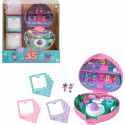 Polly Pocket Dolls and Playset, Collector Heritage Compact, 35th Birthday Partytime Stamper with 2 Dolls, 3 Party Stamps, and ...