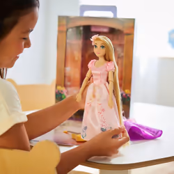Disney Store Official Rapunzel Story Doll for Kids, Tangled, 28cm/11?, With Pascal, 2 Outfits, Accessories, Colouring & Activity Pack and Box that