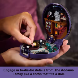 Polly Pocket Collector Playset, The Addams Family Compact with 4 Special Edition Character Dolls and 10 Accessories, HXW25