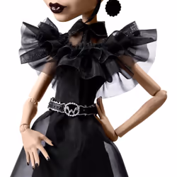 Monster High Wednesday Doll, Rave?N Wednesday Collectible in Black Gothic Gown inspired by Dance Scene, Premium Accessories and Doll Stand, HXJ03