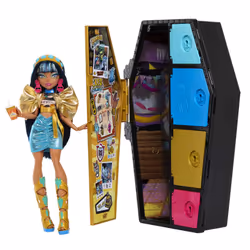 Monster High Doll and Fashion Set, Cleo De Nile with Dress-Up Locker and 19+ Surprises, Skulltimate Secrets, HKY63