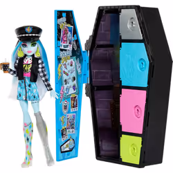 Monster High Doll and Fashion Set, Frankie Stein with Dress-Up Locker and 19+ Surprises, Skulltimate Secrets, HKY62