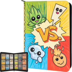 3D Card Binder for Pokemon - Stunning 3D Raised Pk Types Design in PU Leather with Zipper - Includes 9 Pocket Pages for 360 Cards. Great Sleeve
