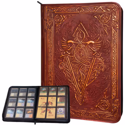 Trading Card Binder - 9 Pocket Album w Zipper - 360 Side Loading Folder for TCG - 3D PU Leather - For MTG, Disney Lorcana Tra ...