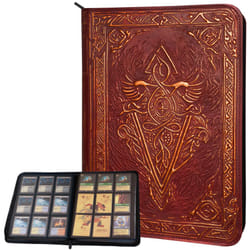 Trading Card Binder - 9 Pocket Album w Zipper - 360 Side Loading Folder for TCG - 3D PU Leather - For MTG, Disney Lorcana Trading Card Game, Magic The