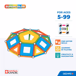 Geomag - Supercolor Magnetic Constructions for Kids, Magnetic Toy Green, Collection 100% Recycled Plastic, 78 Pieces