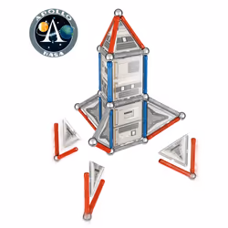 Geomag- 810 Special Edition - NASA Rocket, Magnetic Constructions, White, Grey, Red, 84 Pieces