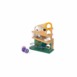 Janod - Wooden Caterpillar Ball Track - Toddler Manipulation and Dexterity Toy - For children from the Age of 1, 08055, Multicolored