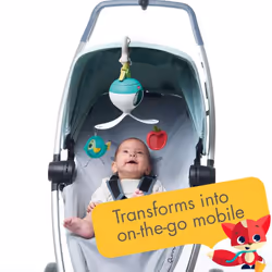 Tiny Love 2-in-1 Tummy Time Musical Mobile, 360? Rotating Baby Mobile with Music & Lights, 0+ Months, Portable Take-Along Stroller Mobile, Baby