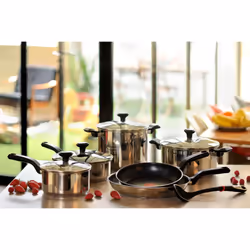 Tefal Comfort Max 3 Peice Stainless Steel Set ? Durable Cookware for Healthy Cooking, Induction Compatible, Ergonomic Stay-Cool Handle, Dishwasher and