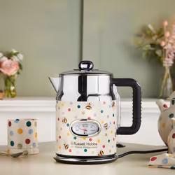 Russell Hobbs Emma Bridgewater Bumble Bee & Polka Dot 1.7L Cordless Electric Kettle - (Fast boil 3KW, Removable washable anti-scale filter, Pull off