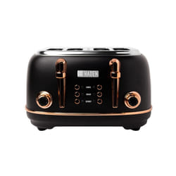 Haden Heritage Black Toaster 4 Slice - Adjustable Browning Control, Reheat and Defrost Functions 4 Slice Toaster - Stainless Steel Toaster 4 Slice -