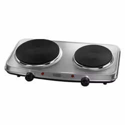 Russell Hobbs Double Hot Plate Electric Stainless Steel Hob, 2 Cast iron plates, Large 1500W, Small 750W, Portable, Table top ...