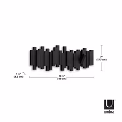Umbra Sticks Multi Hook Coat Rack - Modern, Unique, Space-Saving Wall Mounted Hanger with 5 Flip-Down Hooks for Hanging Coats, Scarves, Purses and