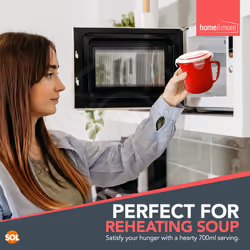 SOL 4pk Microwave Soup Mugs 700ml - Heat-Resistant Microwavable Bowls for Home & Office - Leak-Proof and Dishwasher-Safe Food Containers