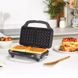Salter Double Waffle Maker ? Non-Stick Dual Waffle Iron Plates, Deep Fill Belgian & American Waffle Machine, Automatic Temperature Control, Cool Touch