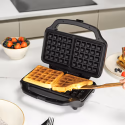 Salter Double Waffle Maker ? Non-Stick Dual Waffle Iron Plates, Deep Fill Belgian & American Waffle Machine, Automatic Temperature Control, Cool Touch