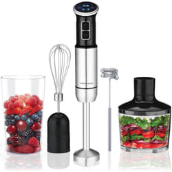Andrew James 1000W 5 in 1 Digital Hand Blender, 8-Speed, LCD Display, 750ml Beaker 860ml Chopper, Immersion Blender Stick Blender, Food Processor &