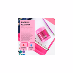 Thermos - Pink Kids Food Flask (290ml) - BPA Free, Stainless Steel, Spill Proof, Thermal Flask with Personalised Name Labels for Lunch Box, 5 Hours