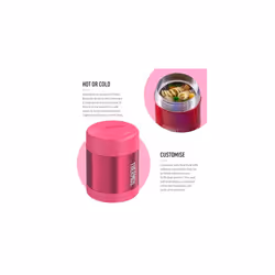 Thermos - Pink Kids Food Flask (290ml) - BPA Free, Stainless Steel, Spill Proof, Thermal Flask with Personalised Name Labels for Lunch Box, 5 Hours