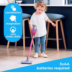 Casdon Dyson Cordless Vacuum Interactive & Officially Licensed Toy Dyson Vacuum For Children Aged 3+ Realistic Role-Play Fun, Pink