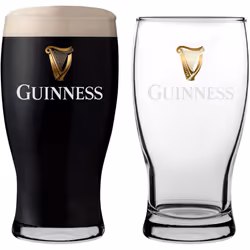 Guinness Official Merchandise Embossed Pint Beer Glass (Set of 2)