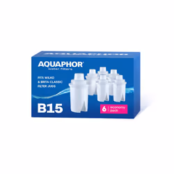 AQUAPHOR B15 Universal Replacement Water Filter cartridges, fits All Brita Classic and Wilkos Universal Water Filter Jugs, 6 ...
