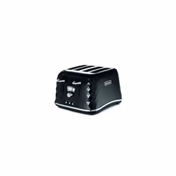 De'Longhi Brilliante 4-slot toaster, reheat, defrost & 6 browning settings, removable crumb tray, CTJ4003BK, Black