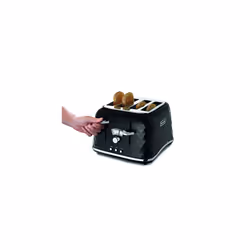 De'Longhi Brilliante 4-slot toaster, reheat, defrost & 6 browning settings, removable crumb tray, CTJ4003BK, Black