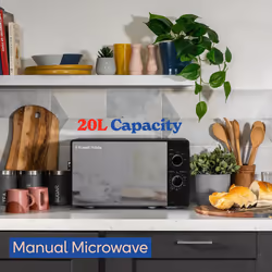 Russell Hobbs 20 Litre 800W Black Solo Manual Microwave, 5 Power Levels, Integrated Timer and Defrost Function, Easy Clean RHM2027B