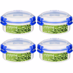 Sistema KLIP IT PLUS Round Food Storage Containers , 300 ml Leak-Proof, Stackable & Airtight Fridge/Freezer Containers with L ...