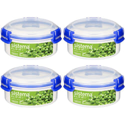 Sistema KLIP IT PLUS Round Food Storage Containers , 300 ml Leak-Proof, Stackable & Airtight Fridge/Freezer Containers with Lid , BPA-Free , 4 Count