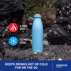 Sistema Hydrate Stainless Steel Water Bottle, 500 ml Leak-Proof Reusable Water Bottle, BPA & Phthalate Free, Double Wall Vacuum Insulation, Keeps Cold
