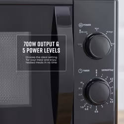 Swan SM4420BLK Manual Microwave with 5 Power Levels, 35 Minute Timer, 700W, 20L, Black
