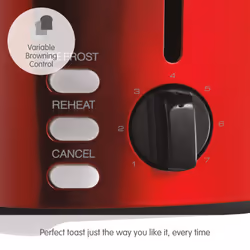 Morphy Richards Equip Red 2 Slice Toaster - Defrost And Reheat Settings - 2 Slot - Stainless Steel - 222066