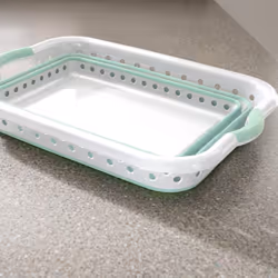 Addis 517934 Foldable Rectangular Laundry Basket, White & Aqua Haze, 45 litre