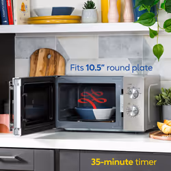 Russell Hobbs Stainless Steel Microwave 20 Litre 800W Solo Manual with 5 Power Levels, Defrost Function & Easy Clean, 35 Minute Timer, RHMM827SS