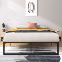 Zinus Lorelai Double Bed frame - Bed 135x190 cm - 36 cm Height with Underbed Storage - Metal Platform Bed frame - Black