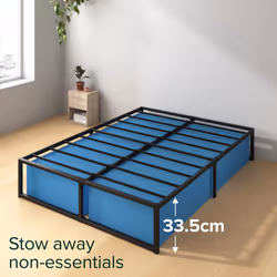 Zinus Lorelai Double Bed frame - Bed 135x190 cm - 36 cm Height with Underbed Storage - Metal Platform Bed frame - Black