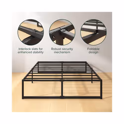 Zinus Lorelai Double Bed frame - Bed 135x190 cm - 36 cm Height with Underbed Storage - Metal Platform Bed frame - Black