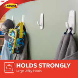 Command Large Utility Hook, Pack of 7 Hooks and 12 Adhesive Strips, White - Damage Free Hanging - Holds up to 2.2kg