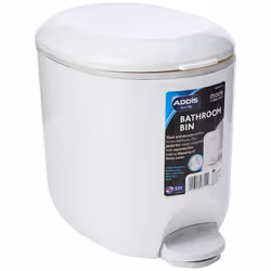 Addis 518503 Premium Deluxe Bathroom Pedal Bin with inner, 3.5 litre, White Grey, 29 x 18.5 x 23cm