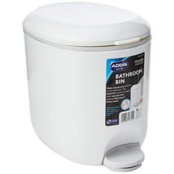 Addis 518503 Premium Deluxe Bathroom Pedal Bin with inner, 3.5 litre, White Grey, 29 x 18.5 x 23cm