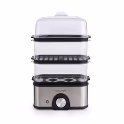 Salter EK5885 3-Tier Food Steamer, Compact Multi-Cooker, 3 Steam Baskets, Electric Egg Cooker with 8-Egg Capacity, Vegetable ...