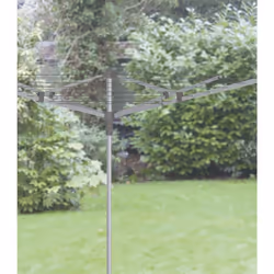 Addis 40m 4 Arm Rotary Washing Line (Grey) Multiple Tension Adjustment, Folding Outdoor Rotating Clothes Dryer & Ground Spike MOB, Metallic