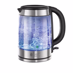 Russell Hobbs Illuminating 1.7L Electric Cordless Glass Kettle with black/brushed stainless steel accents (Fast Boil 3KW, Was ...